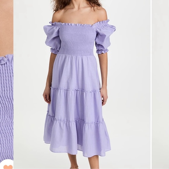 Peixoto lilac / purple smocked bodice puff sleeve dress. Size M. - Picture 11 of 11